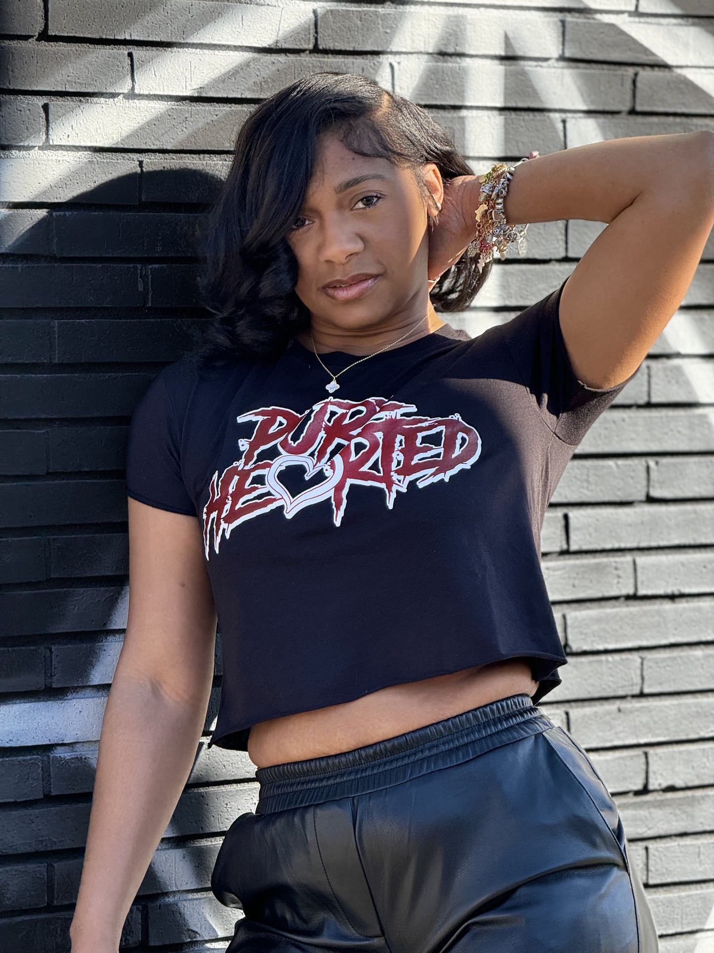 Classic Black Pure Hearted Crop Tee